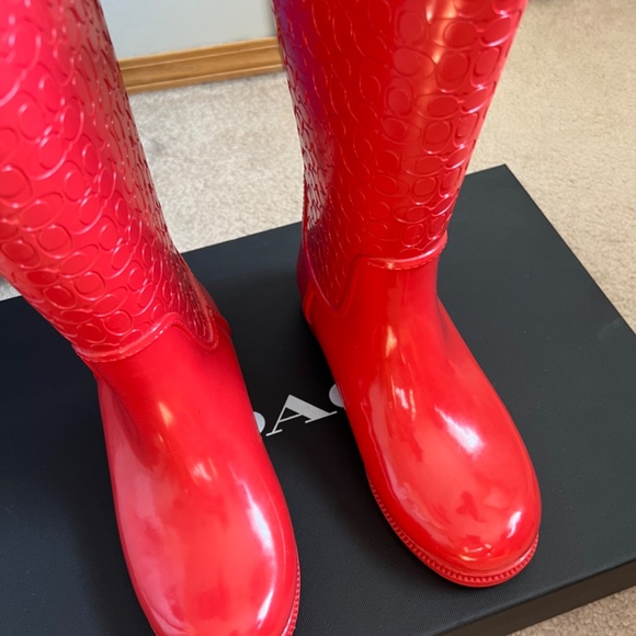 Coach red rain boots - Picture 3 of 4